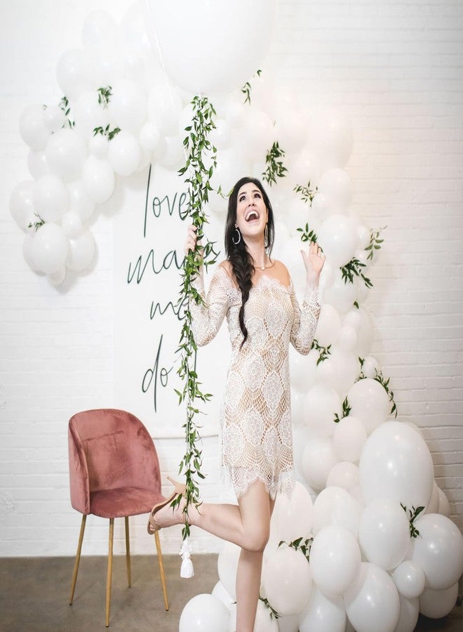 جانينوس طقم قوس بالونات بيضاء مزدوجة الحشو - بالونات بيضاء مزدوجة الحشو مع بالونات شفافة في الداخل، إكليل بالونات أبيض غير لامع بأحجام مختلفة 5 و12 و18 بوصة لحفلات الكشف عن جنس المولود وحفلات استقبال المولود وحفلات الزفاف - Image 5